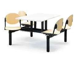 Secretária com Bancos 4 Lugares Fixos 120x80 cm – Fixa Versa Faia