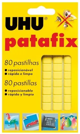 Cola Massa Adesiva 80 Pastilhas Uhu Patafix Amarela - UHU