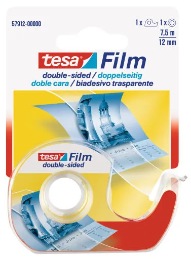 Fita Cola Dupla Face Tesa Film com Desenrolador 7,5m x 12mm - Tesa
