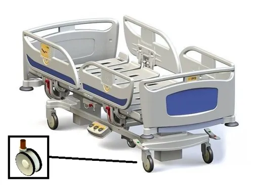 Camas Hospitalares Matrix T60 2185x958x380mm C/ Comando Latera e Pé, 5º Roda e Alarme