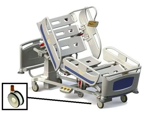 Camas Hospitalares Matrix T60 2185x958x380mm C/ Comando de Paciente e Pé, 5º Roda e Alarme