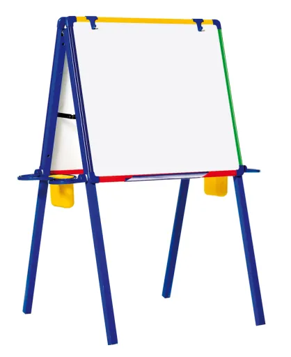 Bi Office - Quadro Branco Magnético com Cavalete 62x80 cm Flipchart Infantil com Moldura Plástica