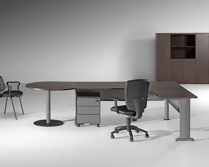 Secretária de Escritório Compacta 1600x1200x720mm ELIPTICA2 C/ Gota e Bloco de Gavetas ELIP2160B