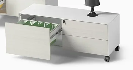 Bloco de Gavetas com Arquivo 1200x420x400 mm com Rodas - Gavetas em Melamina