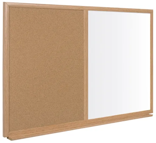 Bi Office - Quadro Combinado Reciclado 60x90cm Cortiça/Branco com Moldura Madeira Executive Earth-it