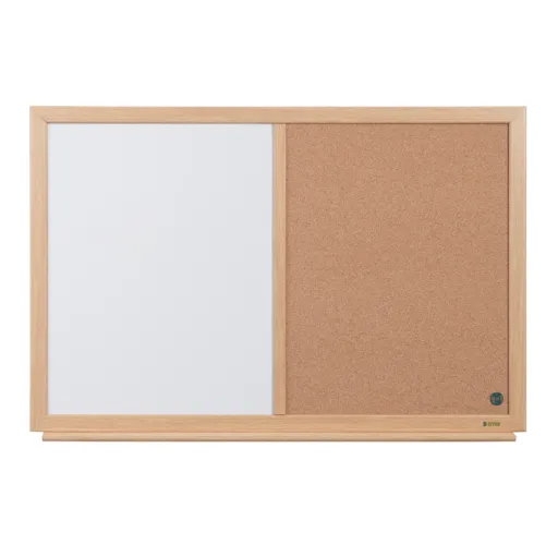 Bi Office - Quadro Combinado Reciclado 60x90 cm Cortiça / Branco Moldura Madeira Prime Earth-it