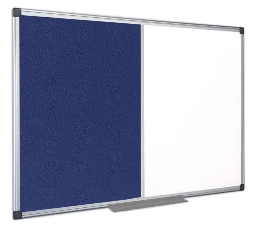 Quadro Combinado 45x60 cm Feltro Azul / Branco Não Magnético Moldura Alumínio Maya - Bi-Office