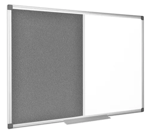 Quadro Combinado 45x60 cm Feltro Cinzento / Branco Não Magnético Moldura Alumínio Maya - Bi Office