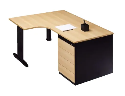 Secretária de Escritório Compacta 2000x1200mm com Bloco de Gavetas - Porto