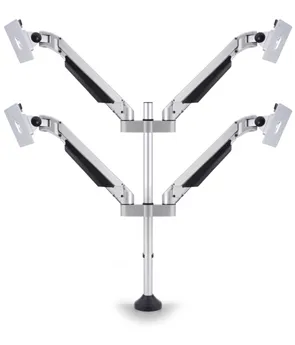 Suportes Monitor de Mesa 15 - 32" M Vesa Gas Lift Quad Prateado Multibrackets 4 Ecrãs