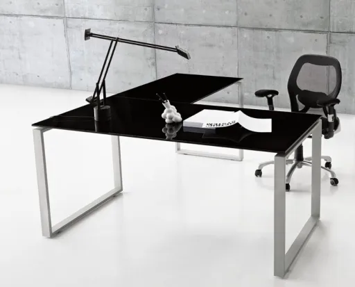 Secretária Escritório 1600x800x740mm em Vidro com Alonga – Better