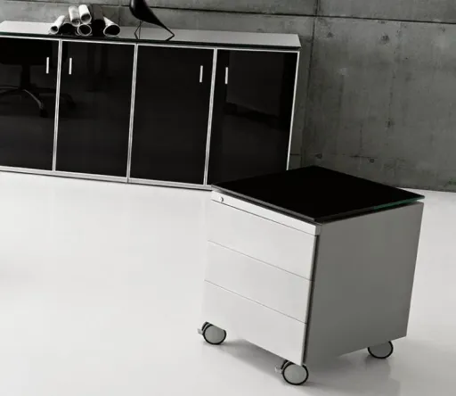 Bloco de Gavetas 438x530x585 mm com Tampo em Vidro e 3 Gavetas - Better