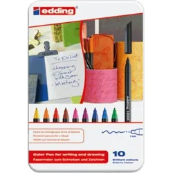 Marcadores Ponta de Fibra Edding 1200 Sortido de 10 – Edding