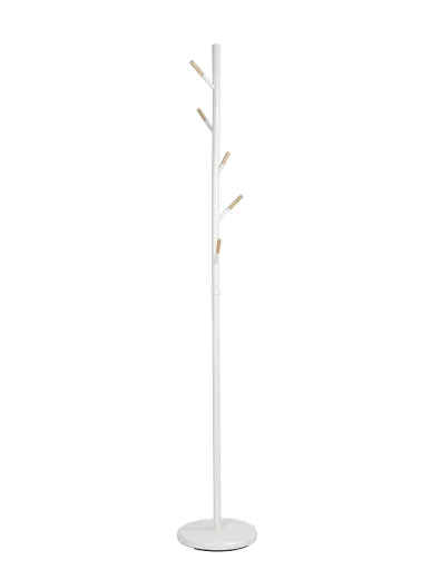 Bengaleiro Metal Branco e Madeira Natural Ø28,5x174 cm | Design e Organização