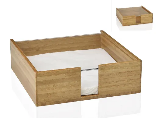 Porta-Guardanapos em Bambu e Acrílico 17,5x17,5x5,5 cm – Design Natural e Funcional