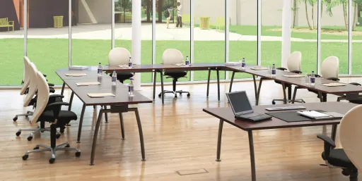 Escritório Completo / Mesa Reunião / Posto de Trabalho em U com 10 Peças Arcade - Arcade