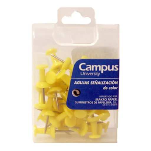 Alfinetes de Cor Amarelo Campus 35 Unidades (Push-Pins)