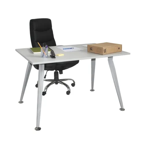 Secretária de Escritório 1600x800x750mm Cinza com Passa Fios - Aurea Qualita Riva