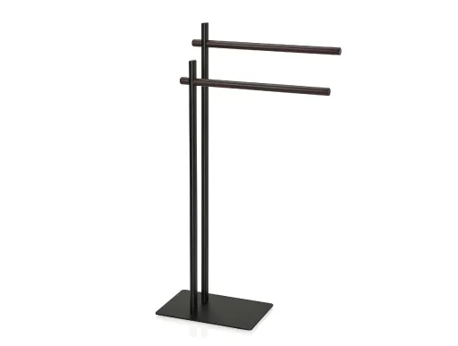 Toalheiro de Metal Preto e Madeira