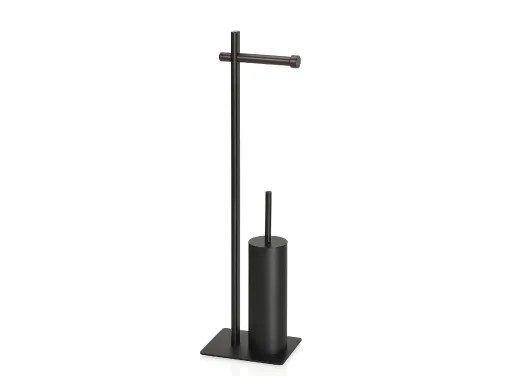 Suporte de Papel Higiénico com Piaçaba em Metal Preto e Nogueira – Andrea House