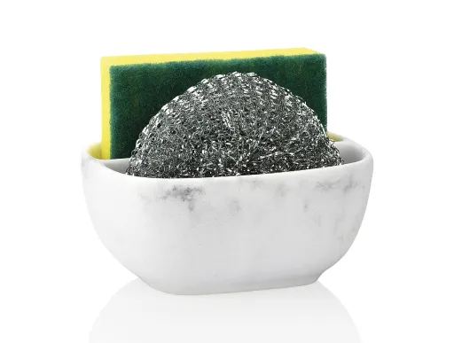 Suporte para Esponja e Esfregão Efeito Mármore 12,5 x 9,5 x 6 cm