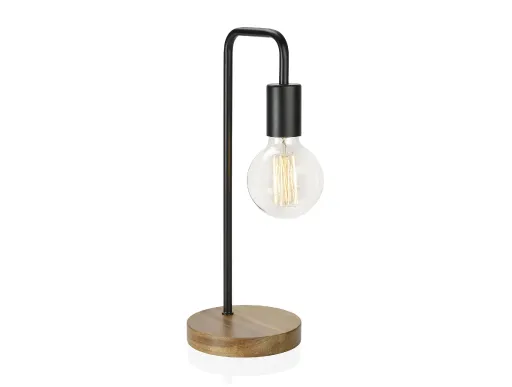 Candeeiro de Mesa Curvo em Madeira e Metal Ø15 x 41 cm