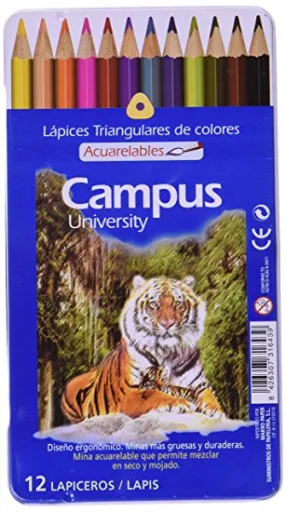 Lápis de Cor Aquarela 12 Unidades - Campus