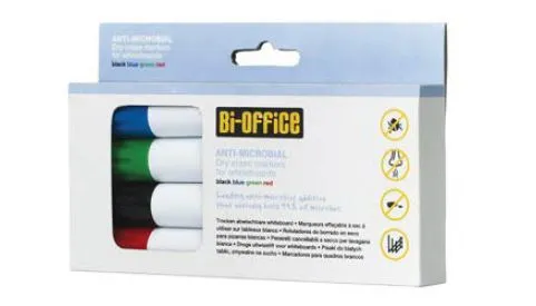 Marcadores para Quadro Branco Anti-Bacterianos Pack 4 Cores – Bi-Office