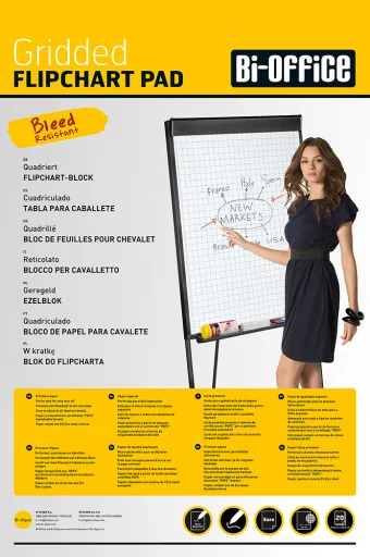 Bloco de Papel Quadriculado para Flip Chart – A1 (585x810mm), 70g, 20 Folhas, 2 Furos