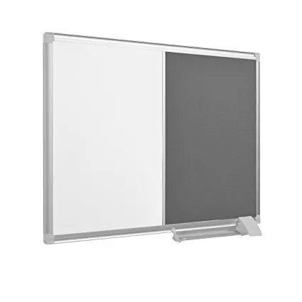 Bi-Office - Quadro Combinado 45x60 cm Feltro Cinzento e Quadro Branco com Moldura Alumínio New Generation