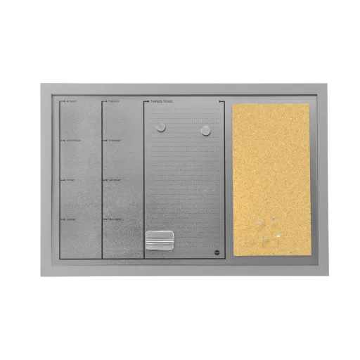 Quadro Planificação Semanal Combinado Magnético/Feltro 40x60cm Cinza – Bi-Office