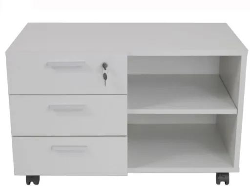 Armário Impressora 80x45x47 cm 3 Gavetas e 2 Prateleiras Cinza - Riva