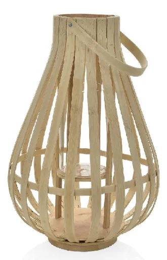 Porta Velas Farol em Bambu 25 x 31 cm
