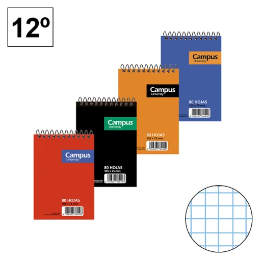 Bloco Espiral 12º Deitado 80 Folhas 60g 4mm – Campus