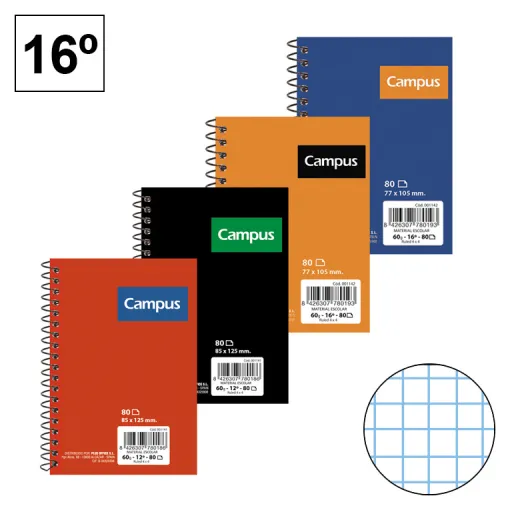 Bloco Espiral 16º 80 Folhas 60g 4mm – Campus