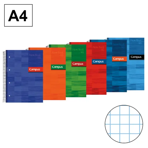 Caderno Espiral Capa Extradura A4 120Fls 90GR Quadriculado 5mm – Campus