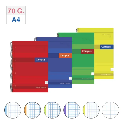 Caderno A4 160 Folhas Capa Dura Quadriculado 70g – Campus 
