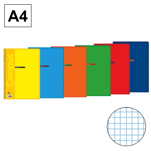 Caderno Espiral A4 Capa Básica Quadriculado 3 mm 60g – Campus 