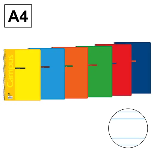 Caderno Espiral A4 80 Folhas 60g Dupla Linha 3,5 mm – Campus 