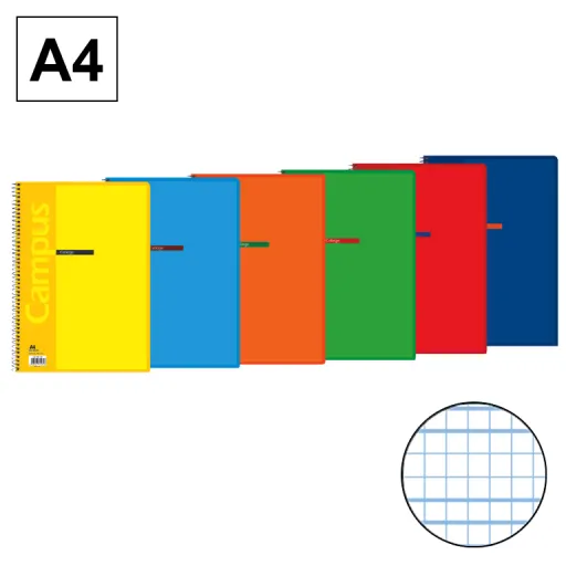 Caderno Espiral A4 80 Folhas 70g Quadriculado 3 mm – Campus