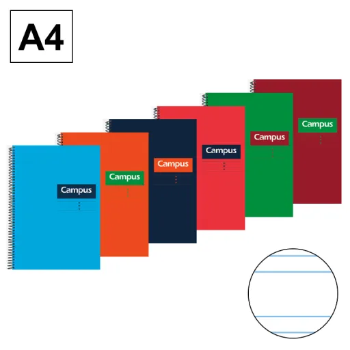 Caderno Espiral Capa Dura A4 80Fls 70GR Dupla Linha 2,5mm – Campus