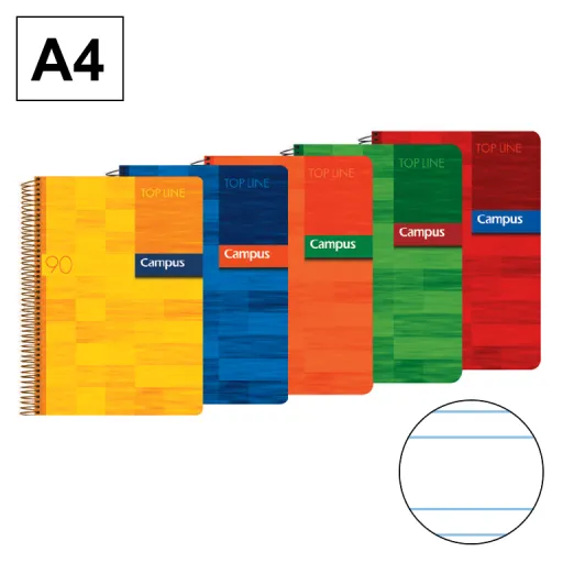 Caderno Espiral Capa Polipropileno A4 80Fls 90GR Dupla Linha 2,5mm – Campus 