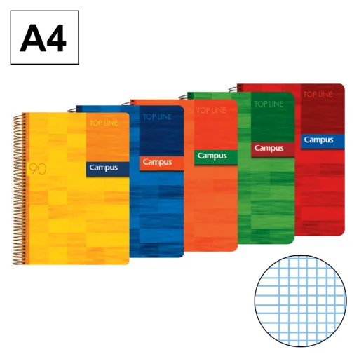 Caderno Espiral Capa em Polipropileno A4 80 Folhas 90g Milimetrado – Campus