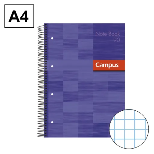 Caderno Espiral Capa Extradura A4 80Fls 90GR Quadriculado 5mm Violeta – Campus