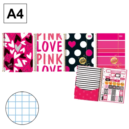 Caderno Espiral Microperfurado Capa Dura A4 80Fls 70GR Quadriculado 4mm – Campus
