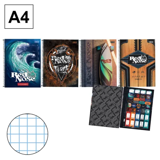 Caderno Espiral Microperfurado Capa Dura A4- 80Fls 70GR Quadriculado 4mm – Campus