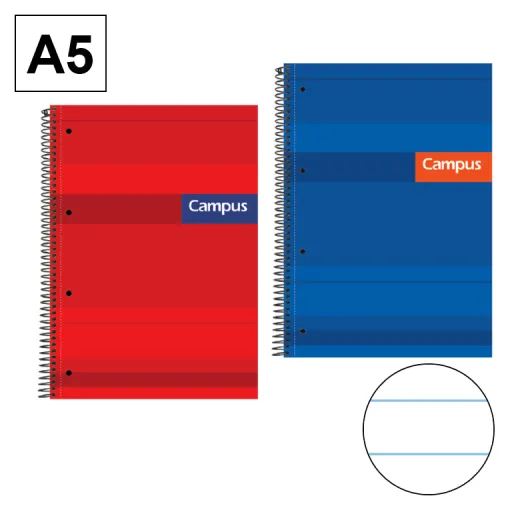 Caderno Espiral Capa Dura A5 160Fls 70GR Linhas Perfurado – Campus 