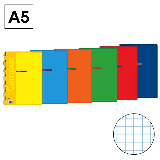 Caderno Espiral Campus A5 Capa Básica 80 Folhas Quadriculado – Campus 