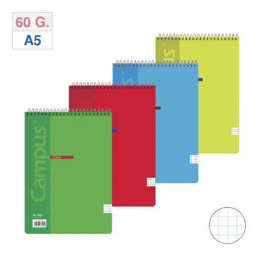 Caderno Espiral Superior Campus A5 Capa Básica 80 Folhas Quadriculado – Campus