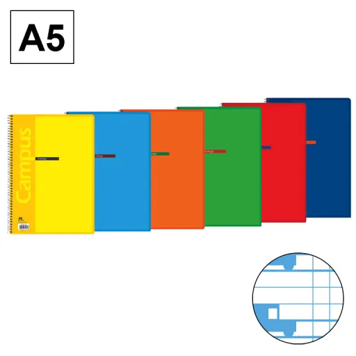 Caderno Espiral A5 80 Folhas 70g Quadriculado 4 mm – Campus